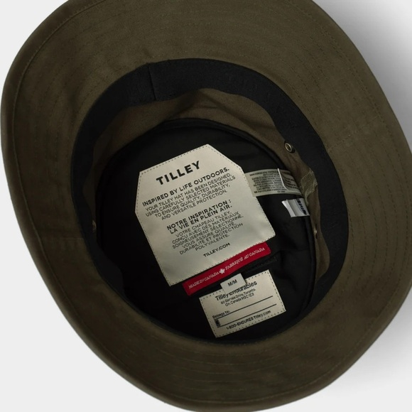 TILLEY sz M Waxed Cotton Bucket Hat Green New Handmade Sun protection UPF50+ - Picture 10 of 12